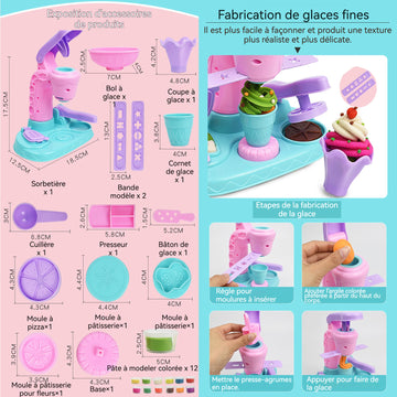 Outils de pâte a modeler 26pcs machine à glace colorée DIY jouets pour enfants accessoires pate a modeler jouets en argile colorée